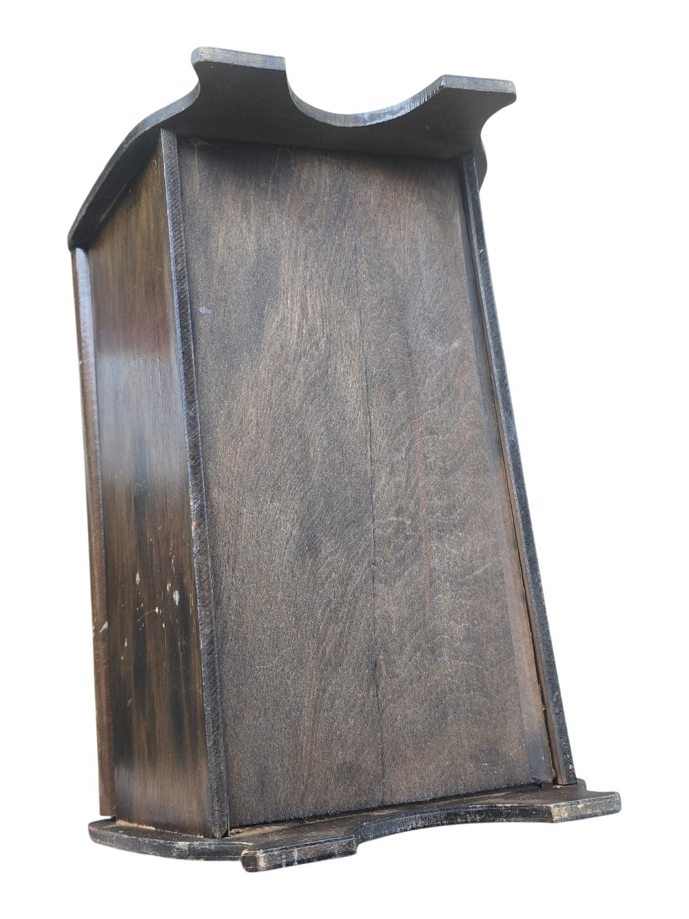 Vintage Wooden Caddy Box with Dual Slanted Hinged Lids & Carrying Handle - Picture 6 of 6